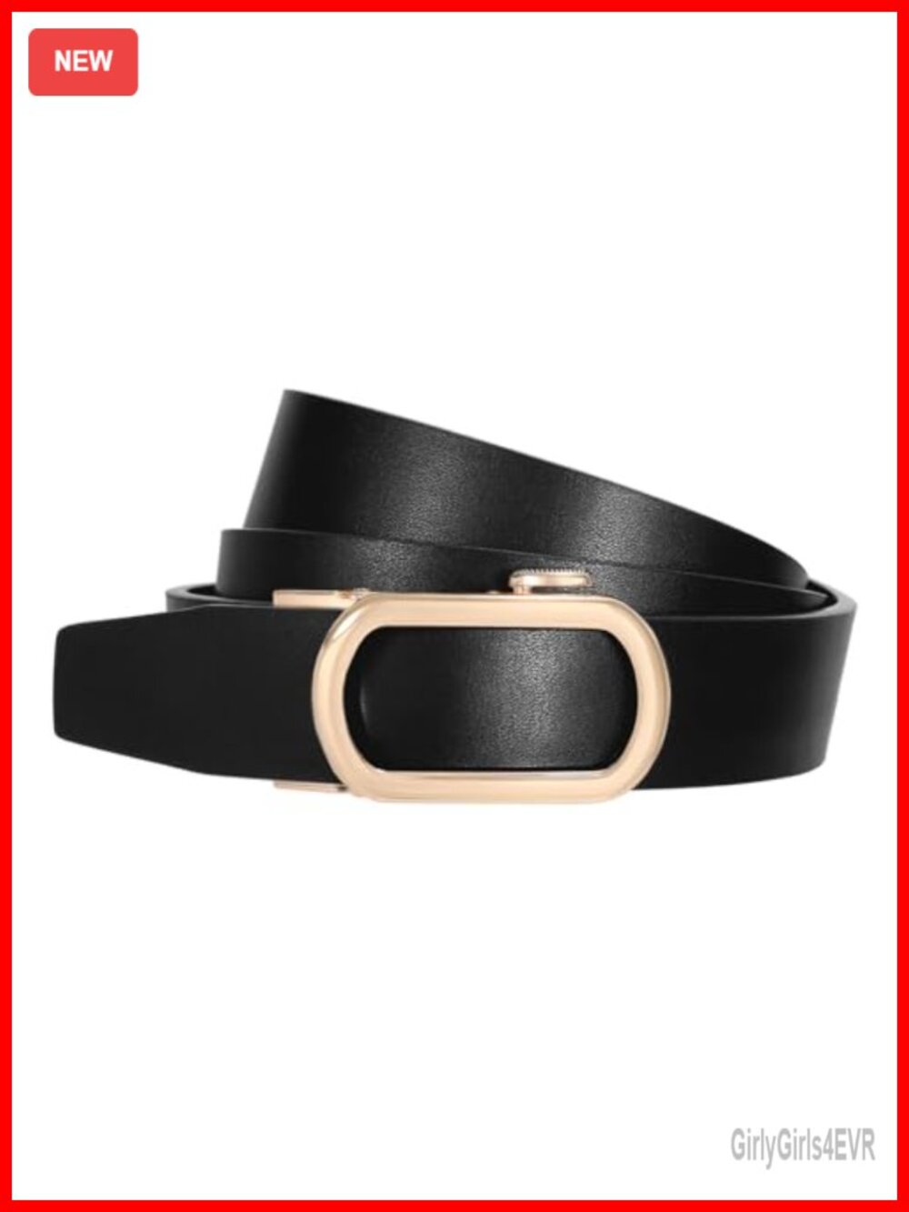 Women's Ratchet Belt Leather with Gold Automatic Sliding Buckle, 1.2" Width,